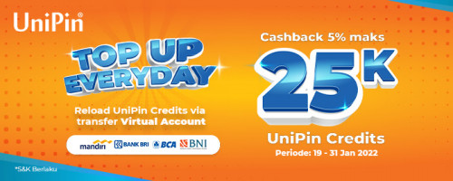 Top Up Everyday, Dapatkan Cashback hingga 25.000 UC Hanya dengan Top Up UniPin Credits Setiap Hari!